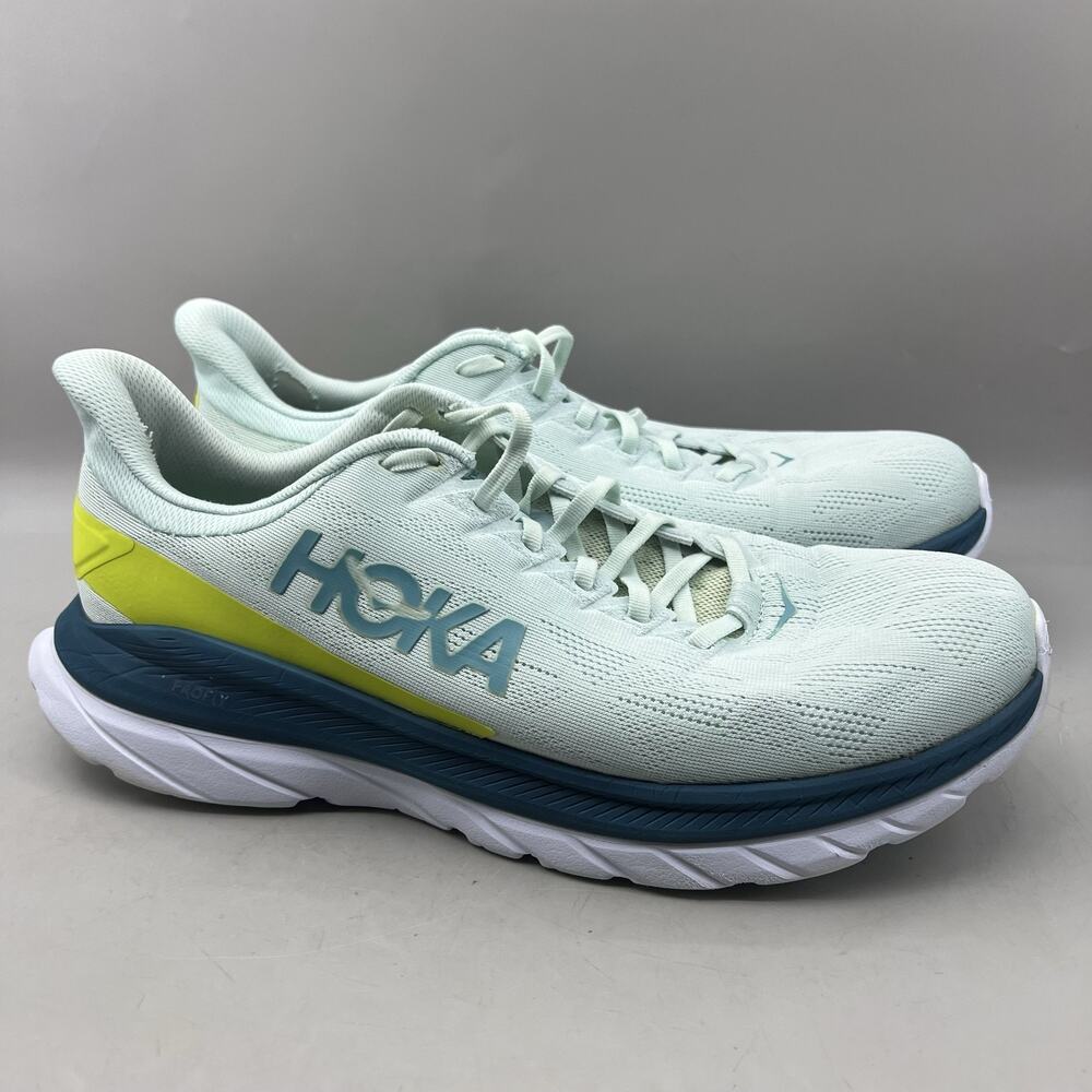 Hoka One One Mach 4 Running Shoes Men Size 12.5 D Blue Green Comfort Sneakers